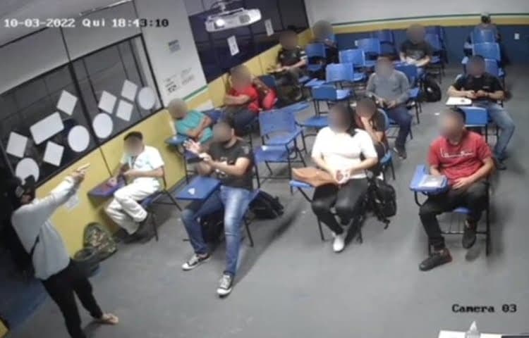 Veja o momento que dupla faz arrastão em autoescola de Manaus