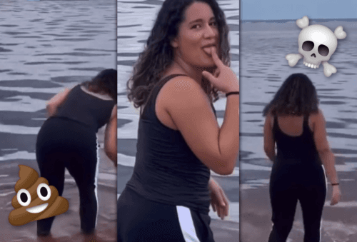 Desafiada, turista prova água da Ponta Negra após afirmarem que era salgada