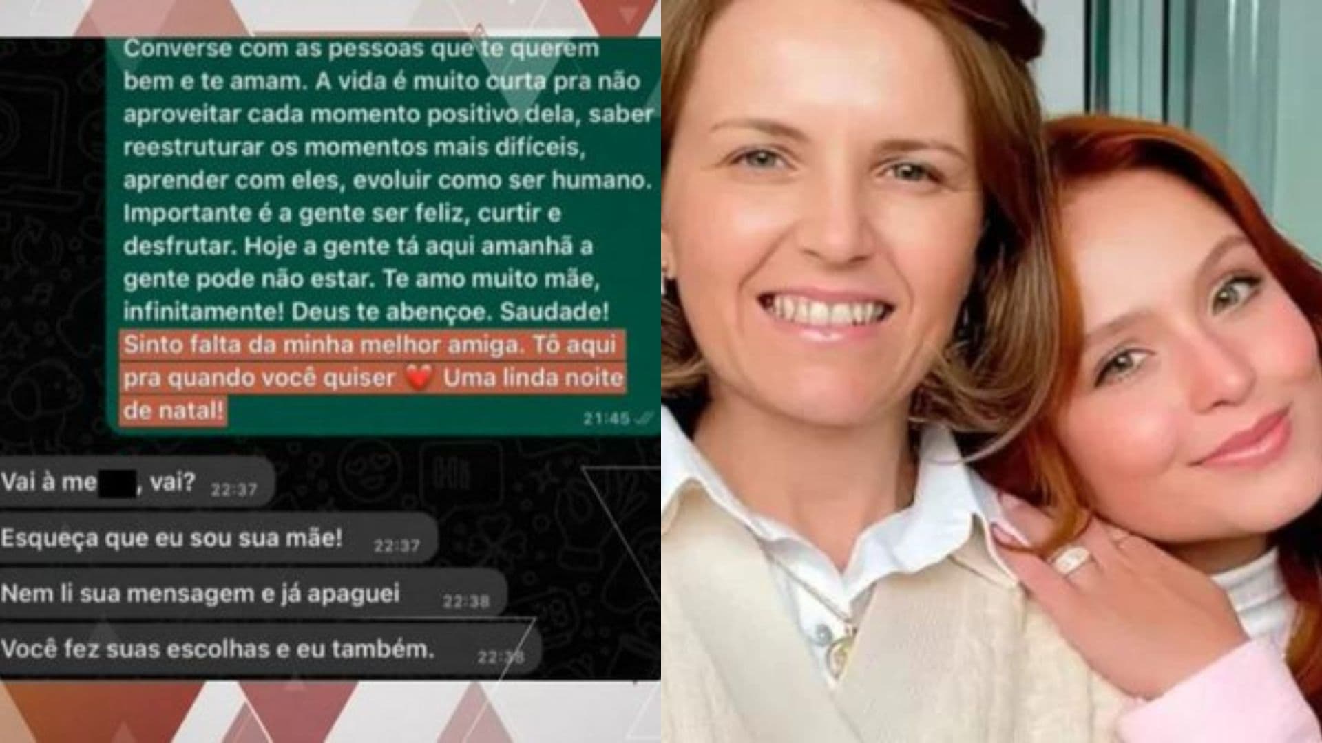 Larissa Manoela expõe print de mensagem que recebeu da mãe no Natal: &#8220;Vai à m*rd*&#8221;