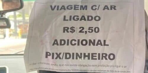 Mulher viraliza após postar foto de motorista por APP cobrando R$ 2,50 para utilizar ar condicionado, em Manaus