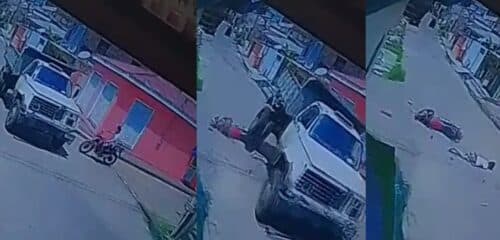 VÍDEO: Moto colide contra caminhão e piloto vai parar debaixo do veículo, no AM