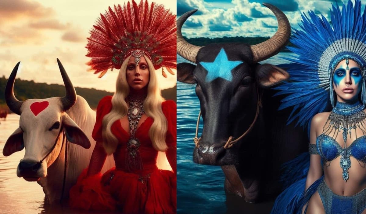IA coloca Lady Gaga e bois de Parintins juntos