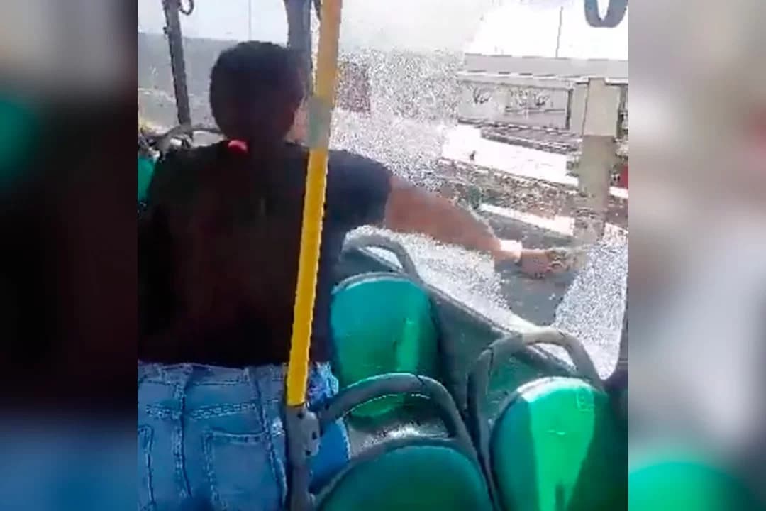 VÍDEO: Mãe quebra vidro de ônibus após filho passar mal por calor, no RJ