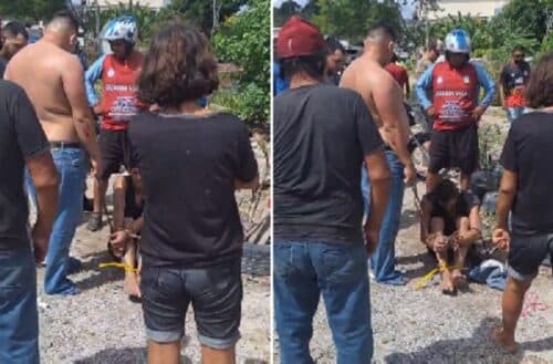 VÍDEOS: Suspeito de assalto é espancado por &#8216;tribunal do povo&#8217; no meio da rua, em Manaus