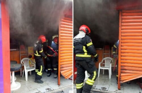 Lanchonete fica parcialmente destruída após fritadeira com óleo pegar fogo, em Manaus