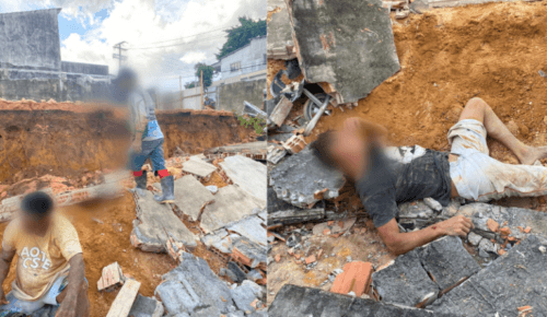 VÍDEO: Durante obra, muro desaba, deixa duas pessoas feridas e outra em estado grave, em Manaus