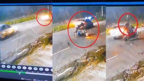 VÍDEO: Motoqueiro que pilotava na contramão “se dá mal” e é atropelado por carro, em Manaus