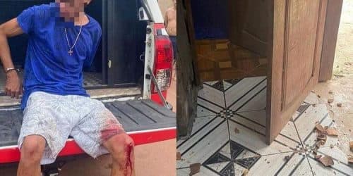 VÍDEO: Suspeito de roubo cai de cima do telhado durante fuga, no Pará