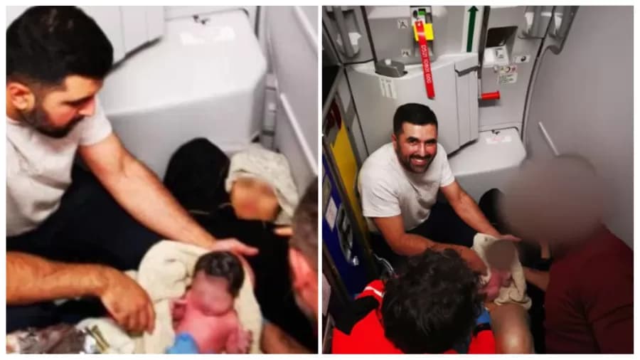 Médico que voltava de férias faz parto de emergência durante voo