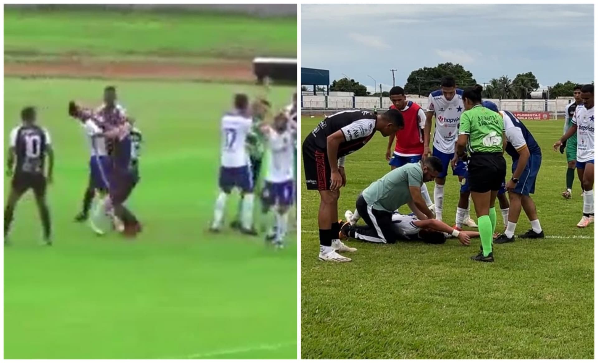 VÍDEO: Em jogo do Campeonato Amazonense, jogador agride adversário, que sofre convulsão