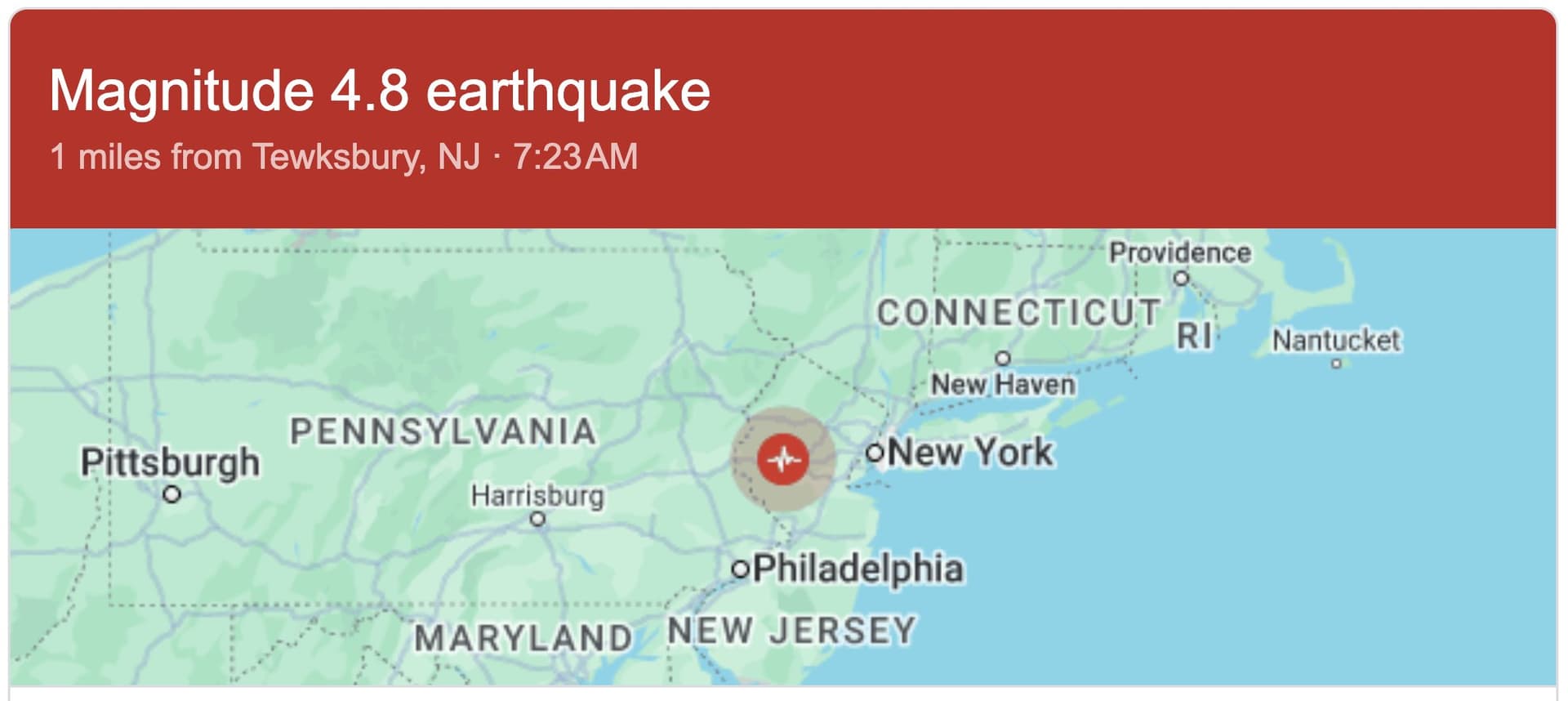 URGENTE: Terremoto de 4.8 atinge região de Nova York, nos Estados Unidos