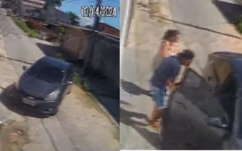 VÍDEO: Dupla rende casal com bebê na frente de casa e rouba carro, em Manaus