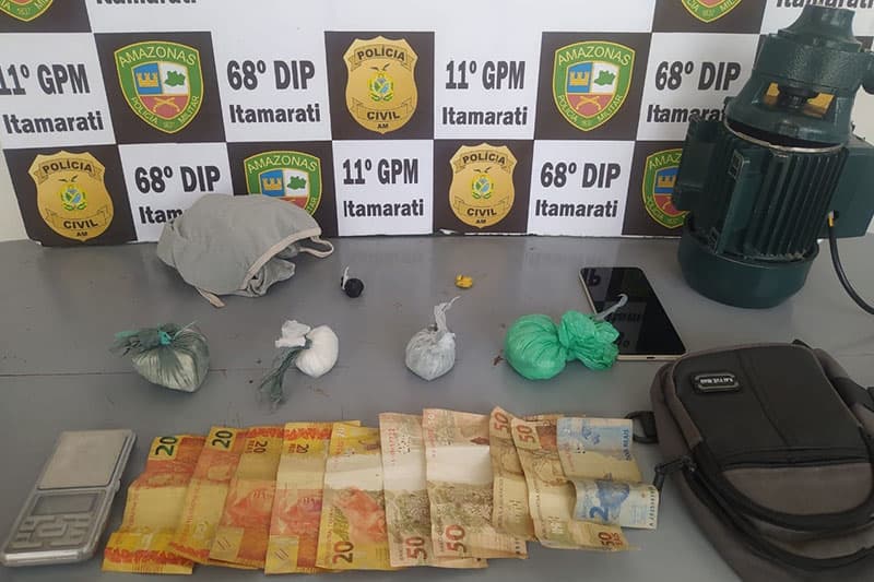 PM prende seis pessoas com drogas e arma de fogo no interior do Amazonas