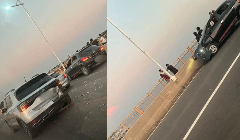 Vídeo: acidente entre carros deixa trânsito congestionado na ponte Phelippe Daou