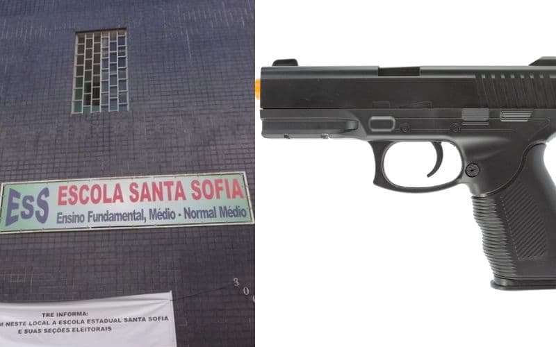 Aluno vai à escola com arma de airsoft usada em simulação de combate
