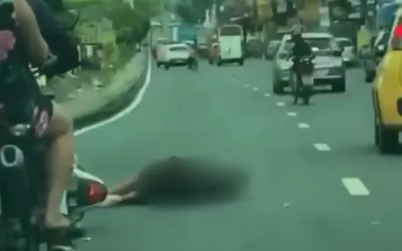 IMAGENS FORTES: Idoso é atropelado por motociclista ao tentar atravessar na faixa de pedestres em Manaus