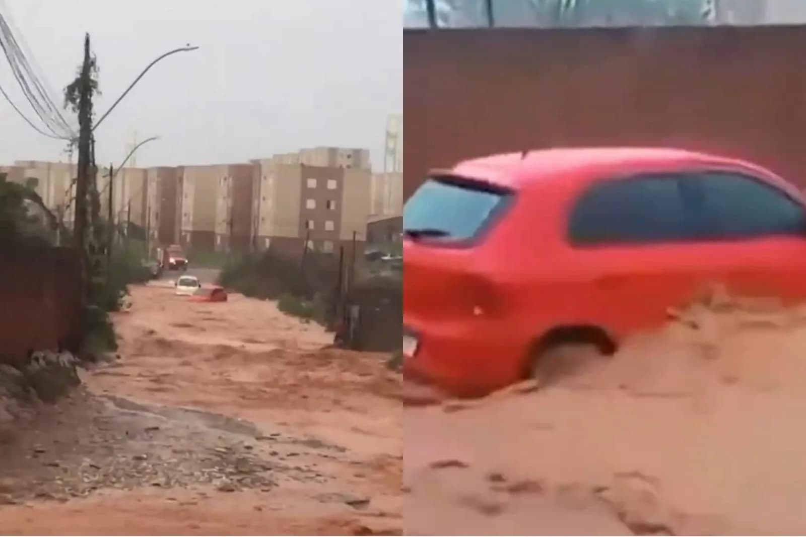 VÍDEO: Temporal inunda ruas e arrasta carros no Distrito Federal neste sábado