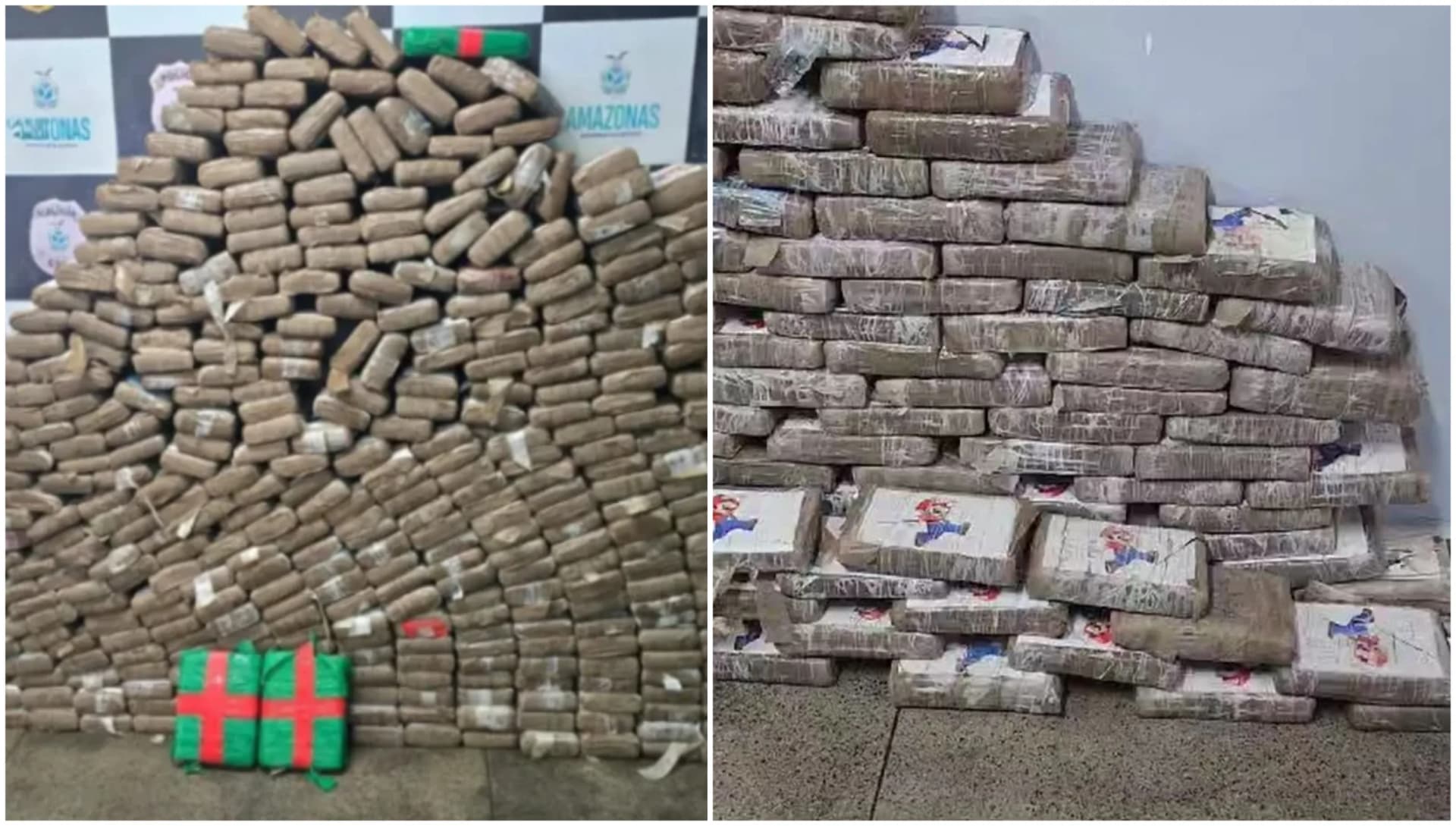 VÍDEOS: Polícia apreende mais de meia tonelada de maconha com adesivo do &#8216;Mário Bros&#8217;, em Manaus