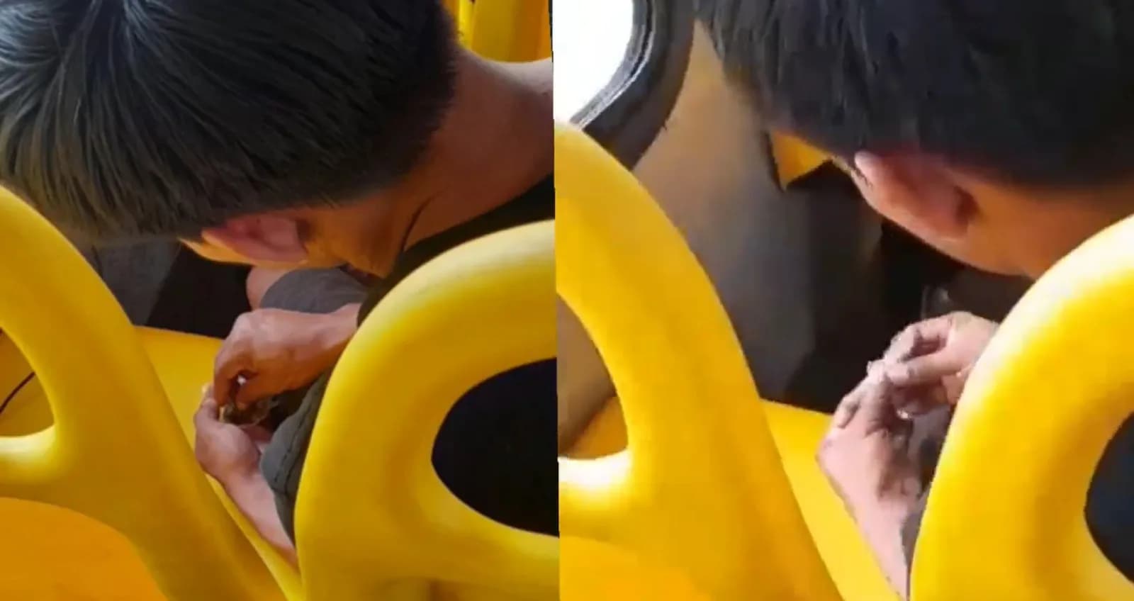 Homem é flagrado “bolando” cigarro de maconha dentro de ônibus em Manaus