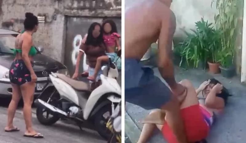 VÍDEO: facção determina espancamento de mulher por ter batido em outra com a filha no colo