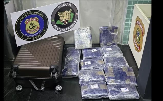Passageira é presa em flagrante com cerca de 14 kg de skunk no aeroporto de Manaus