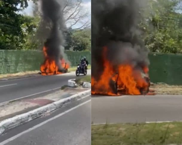 VÍDEO: Carro explode e pega fogo na zona Sul de Manaus