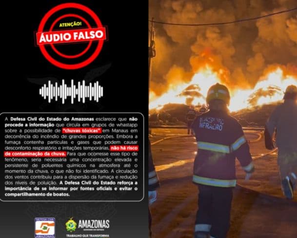 Defesa Civil desmente boatos sobre “chuvas tóxicas” em Manaus após incêndio