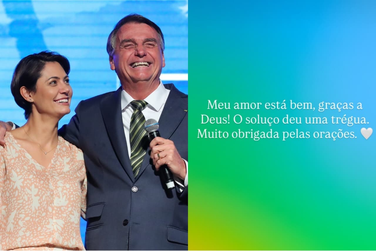 Michelle diz que crises de soluço de Bolsonaro deram trégua: &#8220;Meu amor está bem&#8221;