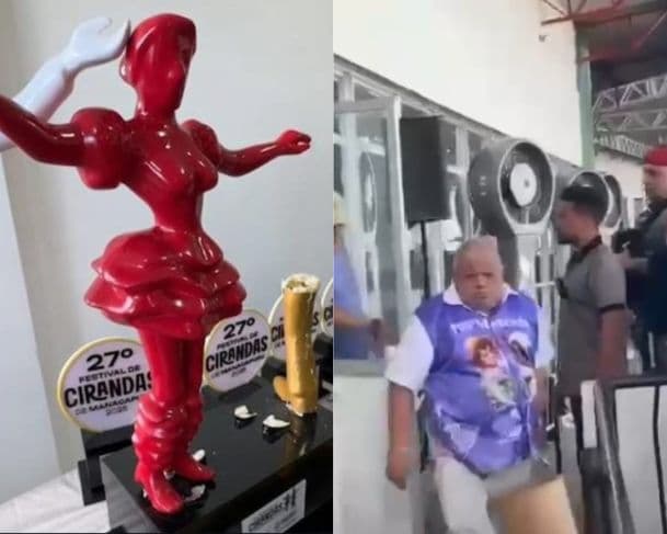 Presidente da Flor Matizada quebra troféu em protesto contra resultado do Festival de Cirandas de Manacapuru