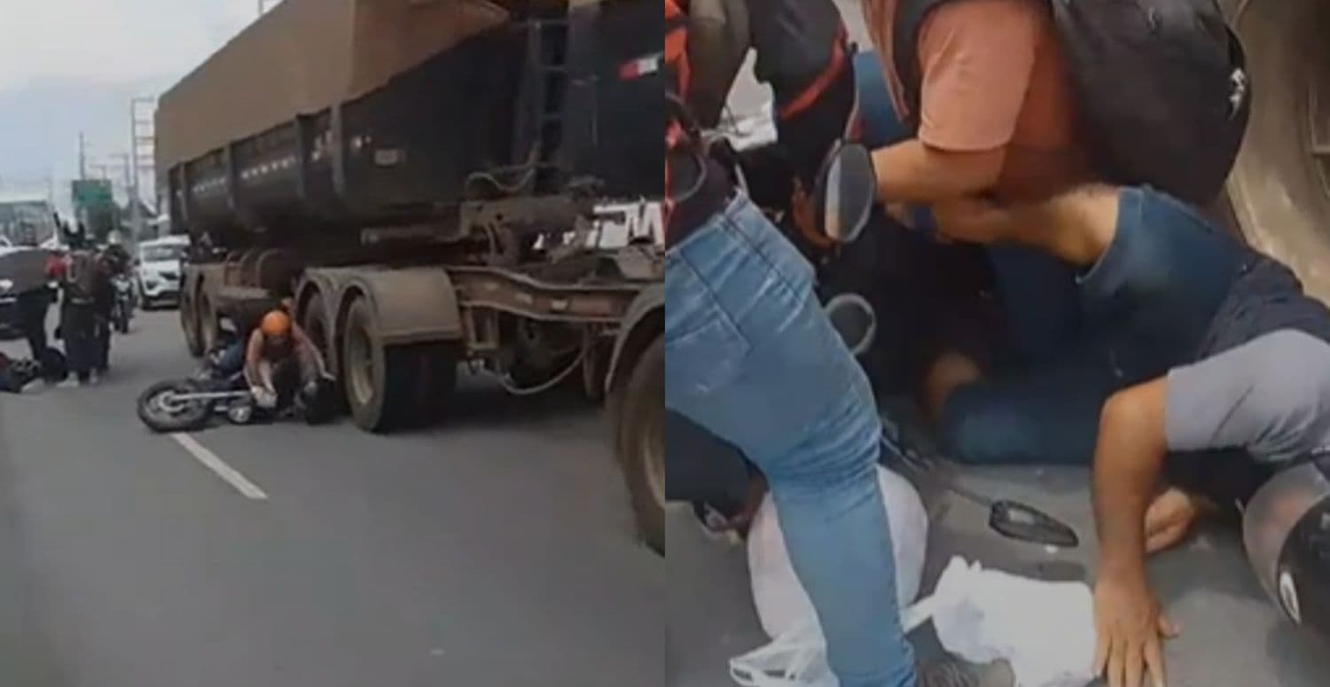 Duas pessoas ficam embaixo de carreta após “olhar” acidente em Manaus