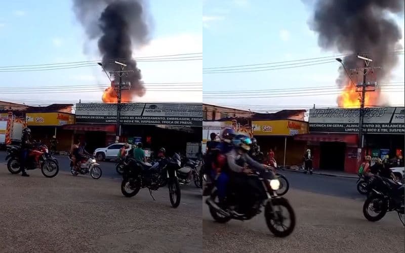 VÍDEO: Incêndio atinge loja de autopeças no bairro Novo Aleixo na manhã deste domingo