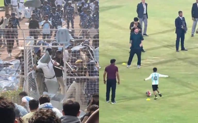 Aparição relâmpago de Messi provoca tumulto e destruição em estádio na Índia; vídeo