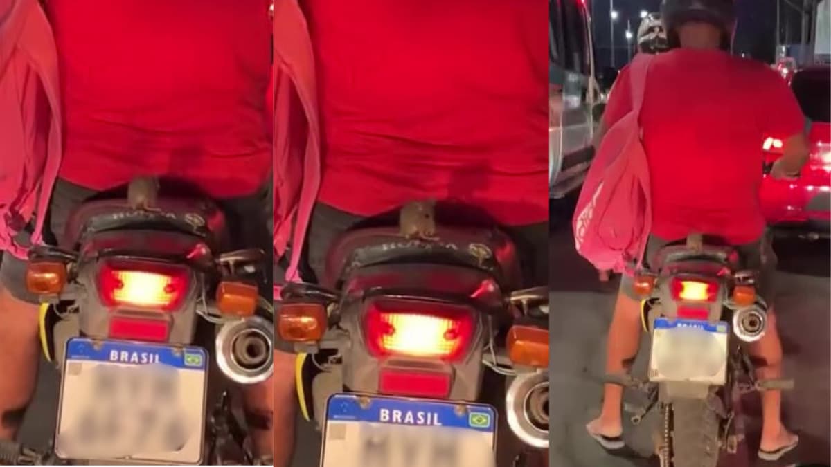 VÍDEO: Rato é filmado “pegando carona” em moto no trânsito do Ceará