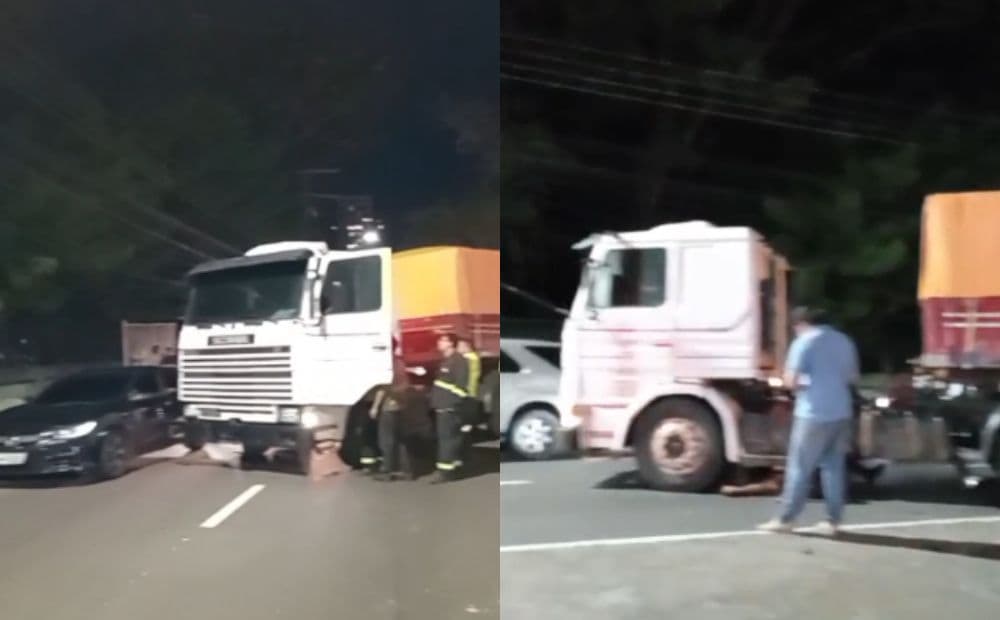 Caminhão desgovernado atinge carros e motocicletas e trava trânsito na avenida Efigênio Salles