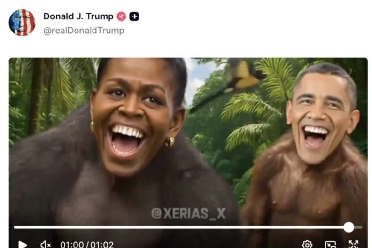 Trump posta vídeo com casal Obama como macacos, e democratas protestam