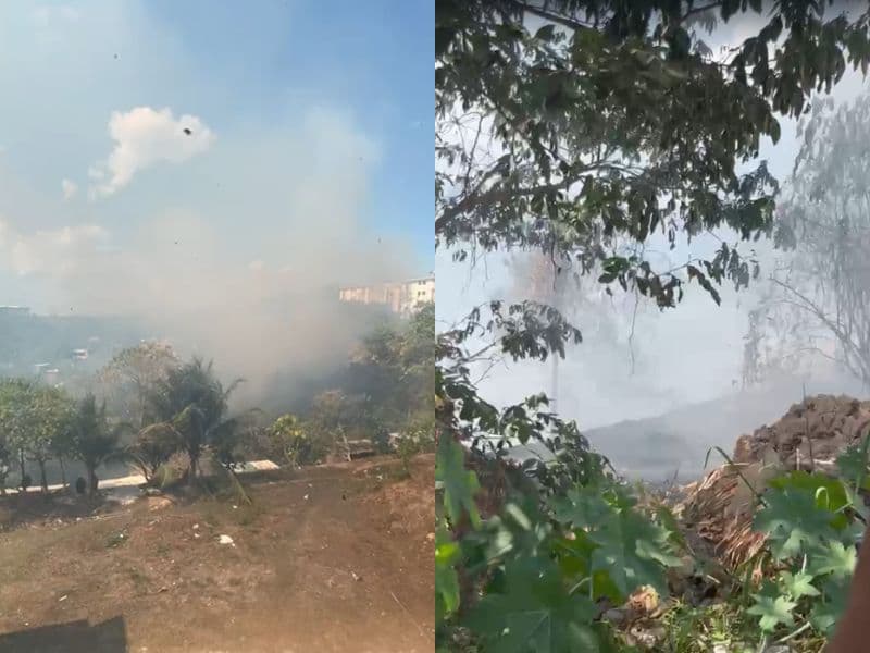 Incêndio atinge área de mata no Conjunto Viver Melhor, em Manaus
