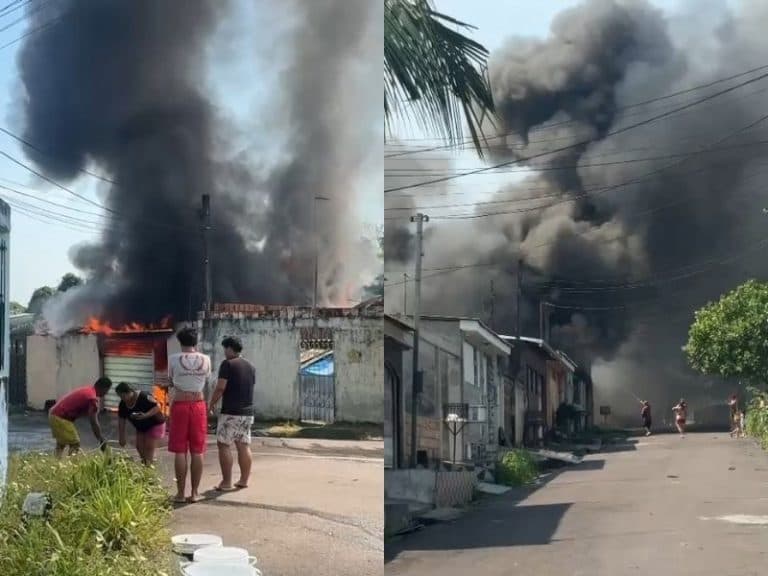 Incêndio destrói casa e ameaça imóveis vizinhos na zona Norte de Manaus