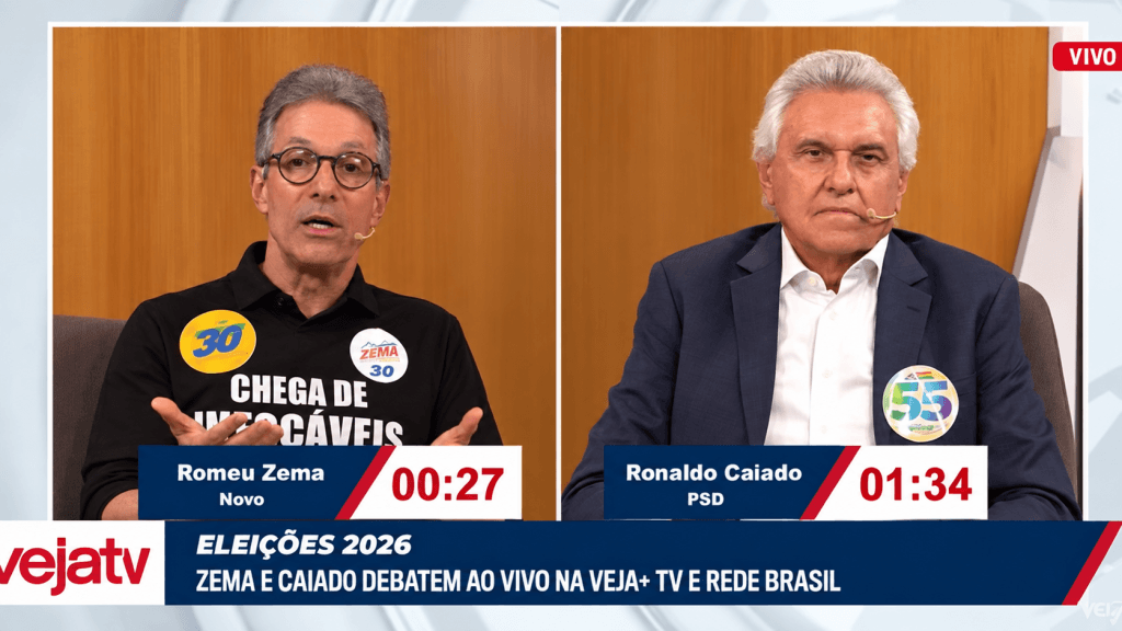 Zema e Caiado associam caso Master a Lula e Flávio Bolsonaro durante debate