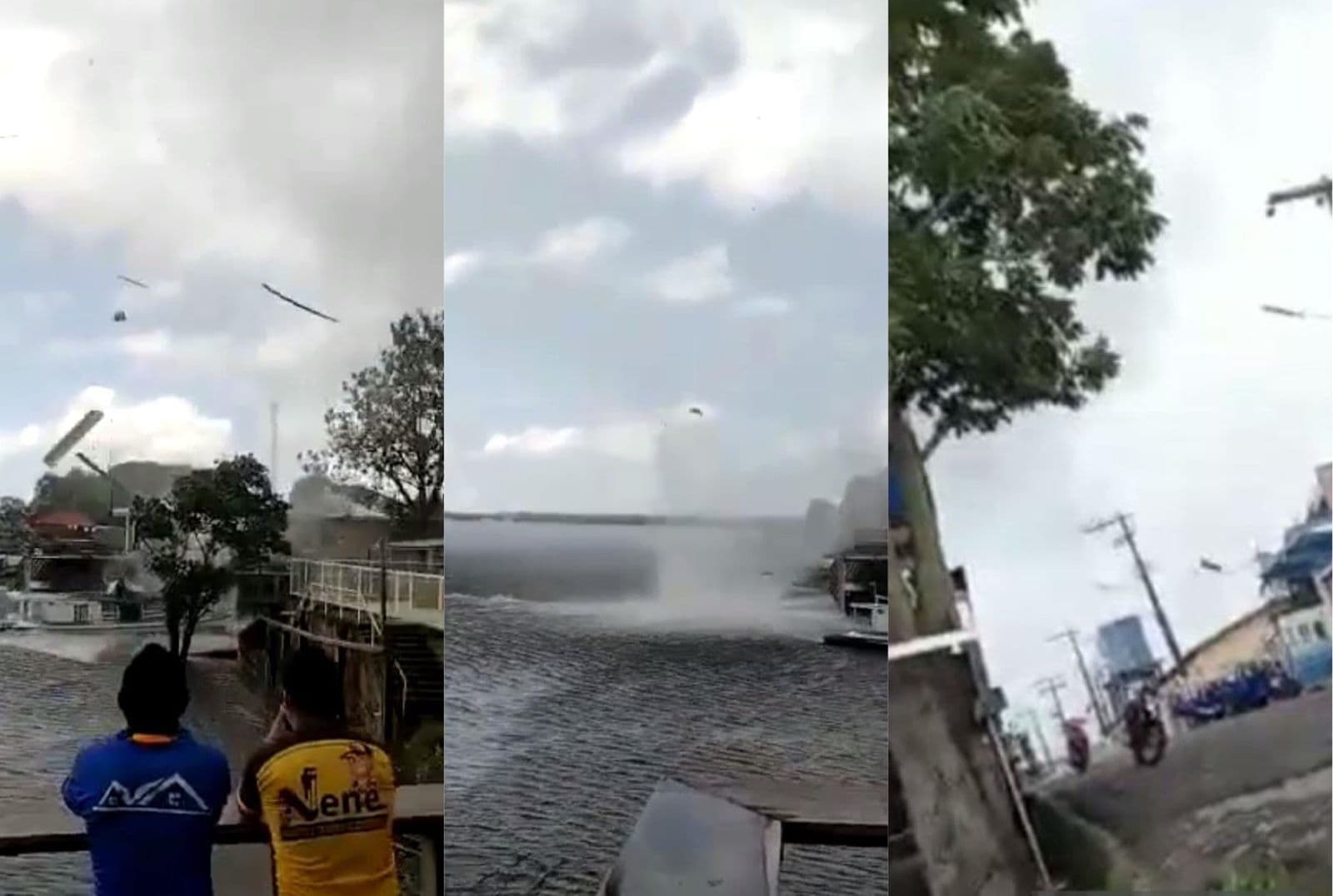 Vídeo: tromba d’água assusta moradores e destrói barcos em Nhamundá