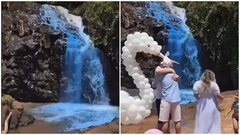Responsável por tingir cachoeira de azul é multado em R$ 10 mil