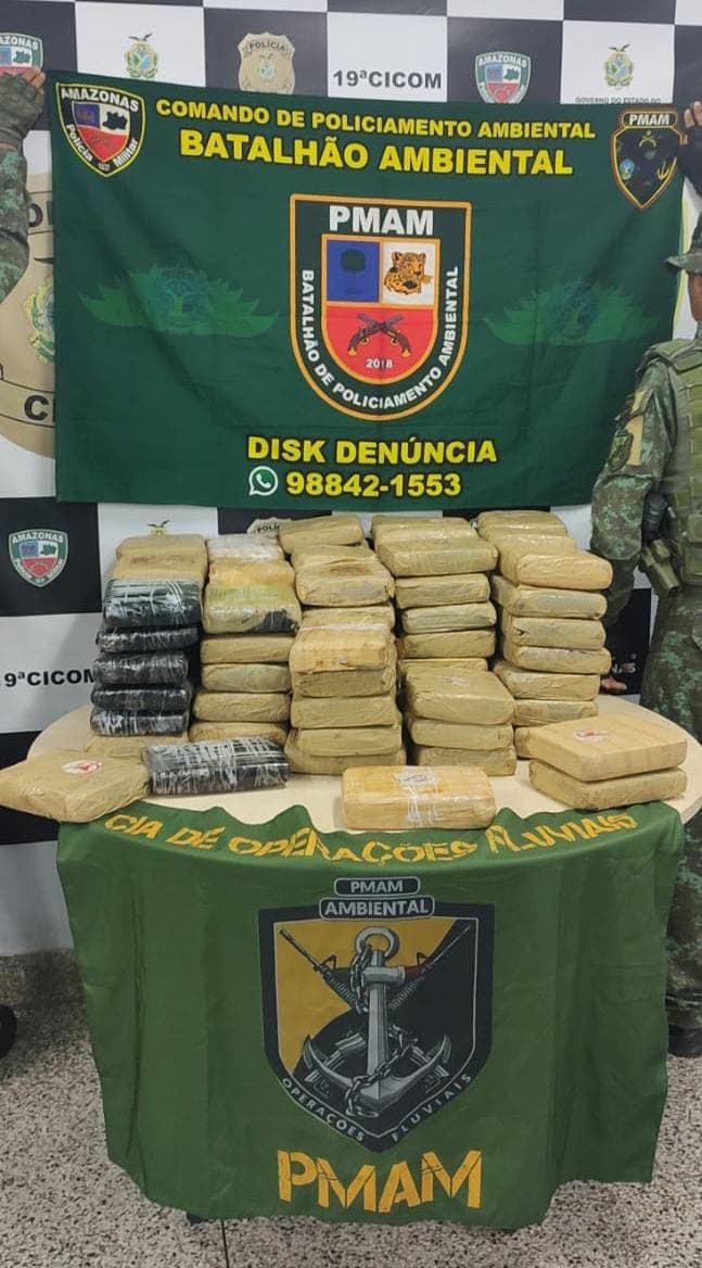 PMAM apreende 109 quilos de entorpecente em embarcação no Rio Negro