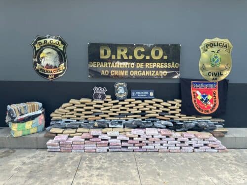 VÍDEO: Polícia apreende 300 Kg de maconha em avião caído em rio do AM