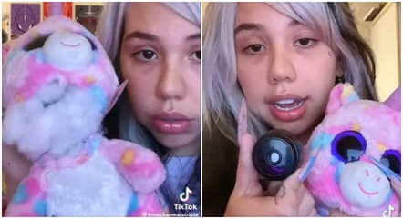 VÍDEO: Influenciadora recebe ursinho de pelúcia de fã e se assusta ao descobrir câmera escondida
