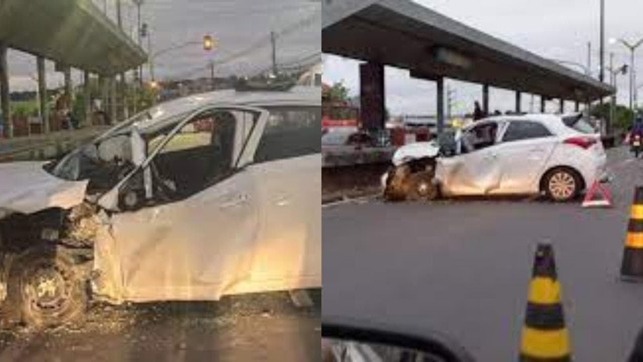 Motorista por aplicativo dorme ao volante e colide contra plataforma de ônibus em Manaus