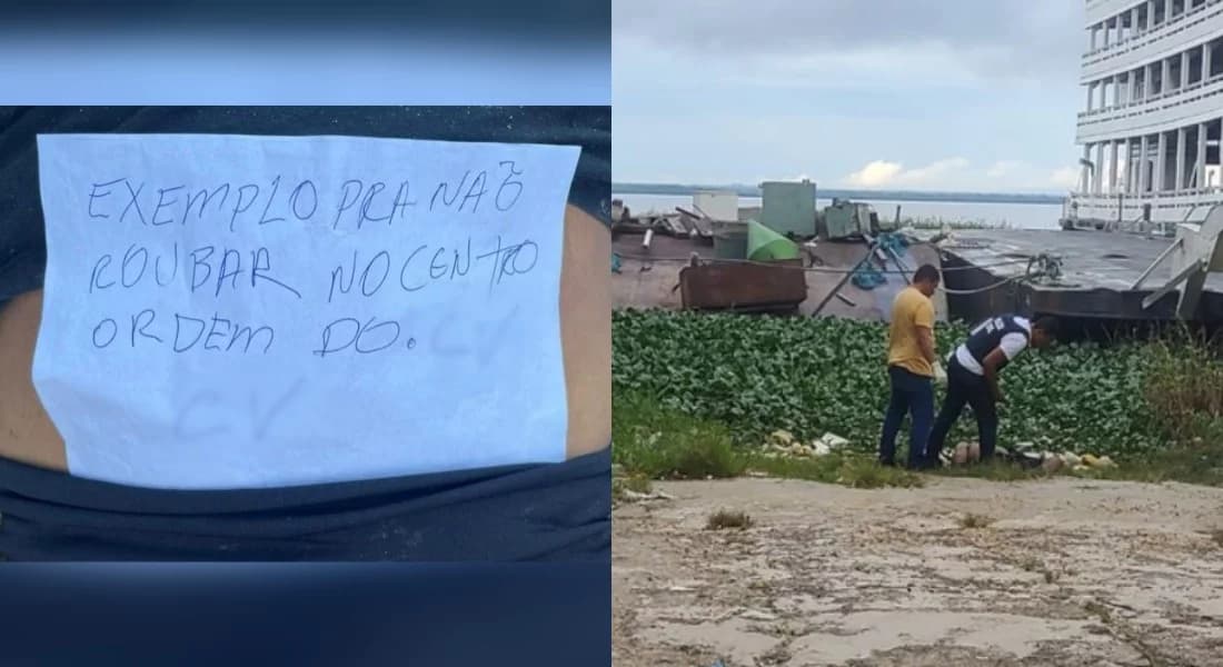 “Exemplo para não roubar no Centro”, diz bilhete ao lado de corpo em Manaus