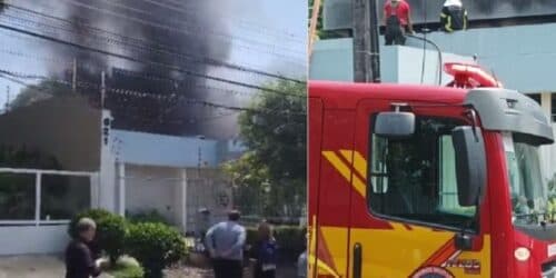VÍDEO: Telhado de clínica pega fogo e assusta pacientes e funcionários, em Manaus