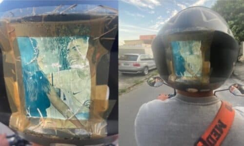 Namorada de motoboy cola foto do casal para dispersar clientes interessadas em seu namorado