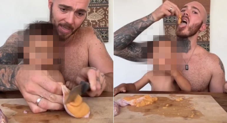 Pai alimenta filho de 1 ano com testículos crus e diz “comida preferida”