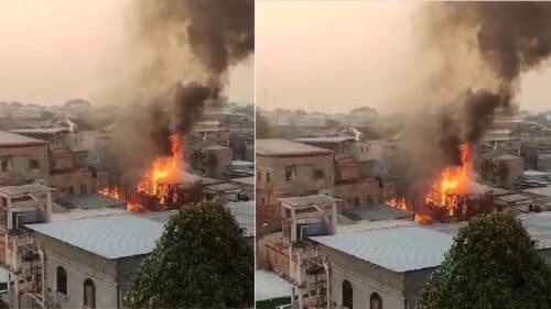 VÍDEOS: Incêndio de grandes proporções atinge 5 casas na zona Sul de Manaus