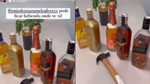 VÍDEO: Influencer quebra garrafas de bebidas após marido sair com amigos e viraliza na web
